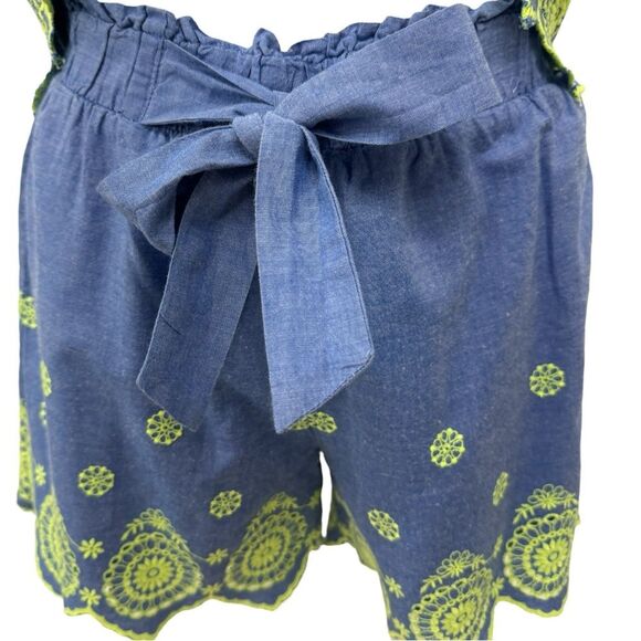 Justice Citron Eyelet with Chambray Blue Shorts Set Size 14/16 - Picture 4 of 8